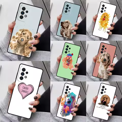 Funny Cocker Spaniel Dog Phone Case For Samsung Galaxy S23 S21 S20 FE S24 S22 Ultra Note20 S10 S9 S8 Plus A40 A52 A12 A13 A53