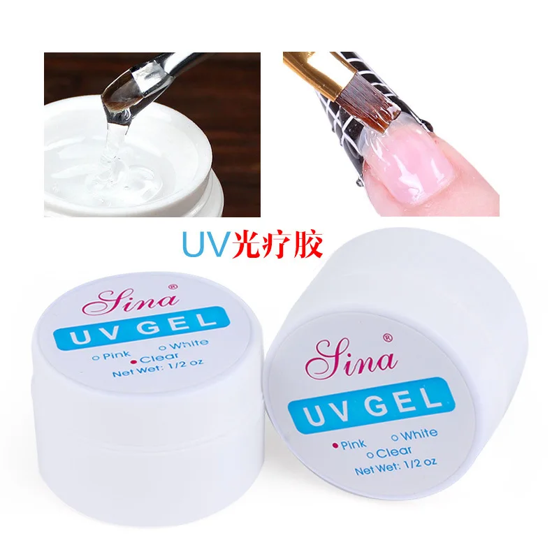 Extensión de Gel UV transparente para manicura de uñas, color rosa y blanco, 1 unidad