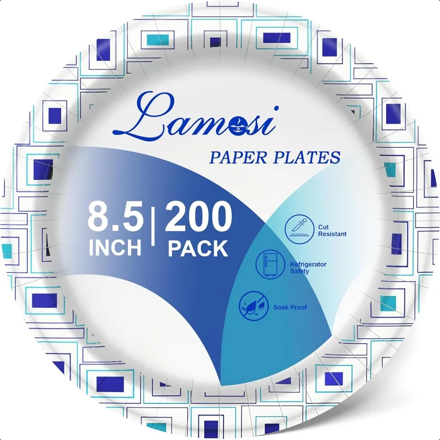 

8.5 Inch Paper Plates Paper Plates 200 Count Soak Proof Cut Proof Heavy Duty Plates for Everyday Use Party Wedding