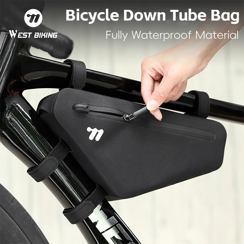 WEST BIKING Bicycle Down Tube Bag 1.2-2.5L Waterproof Seamless Bike Frame Bag Quick-Install Large-Capacity Bag for MTB Road Bike