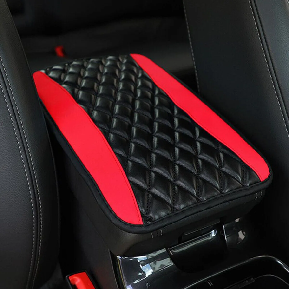1/2/5Pcs Car Armrest Cushion Center Control Cushion Cover Interior Accessories PU Leather Lattice Cushion Waterproof Pad Mat DIY