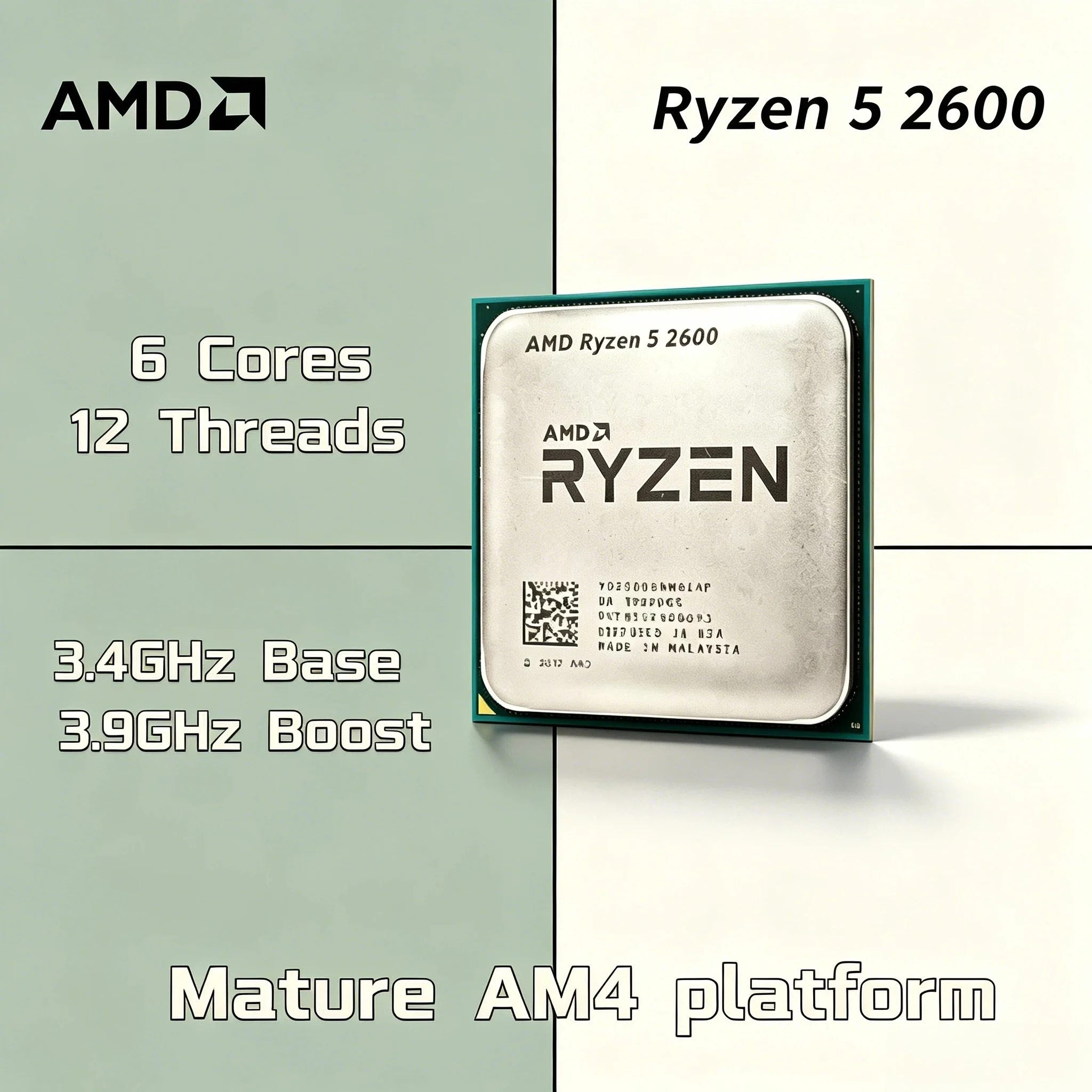 

AMD Ryzen 5 2600 3.4GHz 6 Core 12 Thread Socket AM4 Desktop Gaming Processor Office Computer Pro Max 4K Ultra Gamer Pro