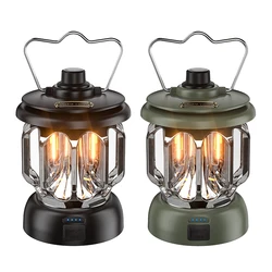 2023 New Portable LED Camping Lamp Mini Hanging Retro Camping Lantern 18650 Built-in Battery Rechargeable Dimmable Outdoor Lamp