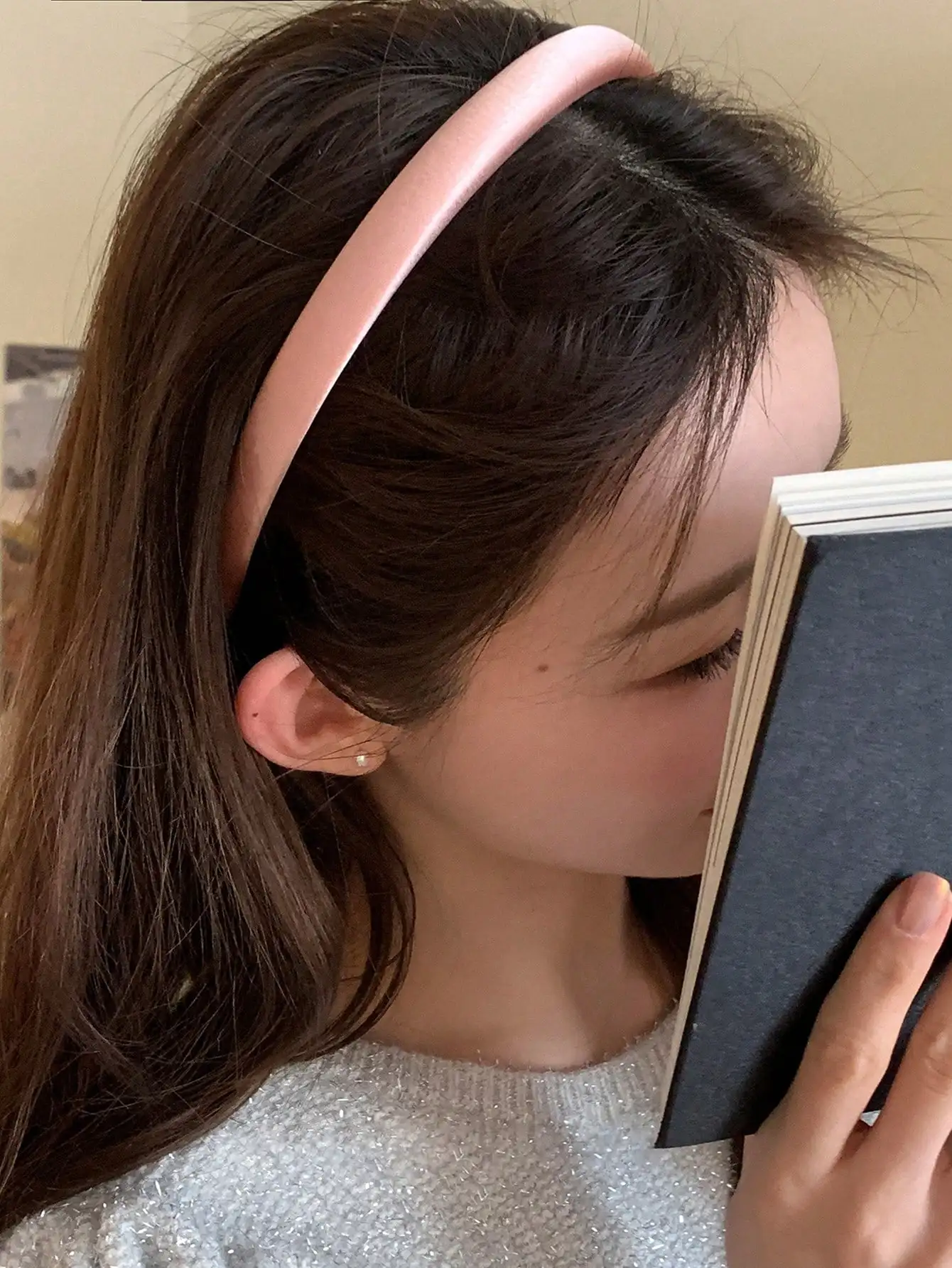

5pcs Elegant Pink Satin Headbands For Women – Minimalist Hair Hoops For Daily Wear, Skincare, Makeup And Outfit Styling