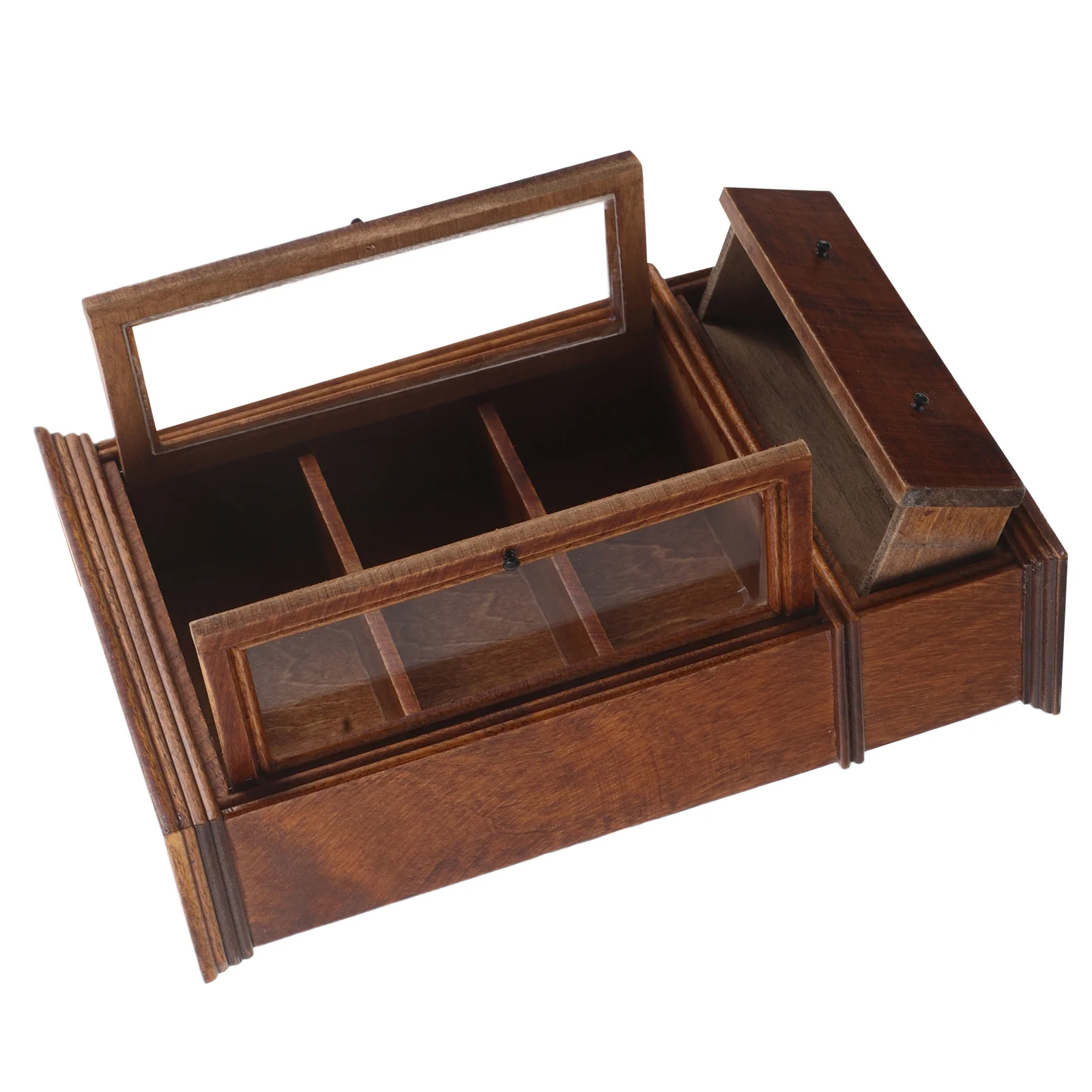 

Dollhouse Furniture Miniature Sideboard Chestnut Finish For Living Room Display Cabinet Decor Kids Pretend Play Mini