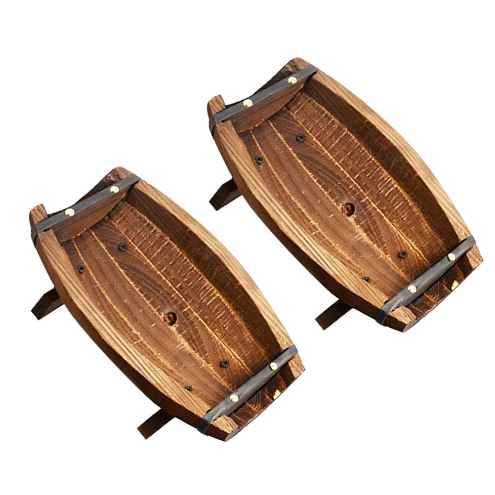 

2pcs Rustic Half Barrel Planter Outdoor Garden Decor Wedding Reception Table Decoration Succulent Container Backyard Planting