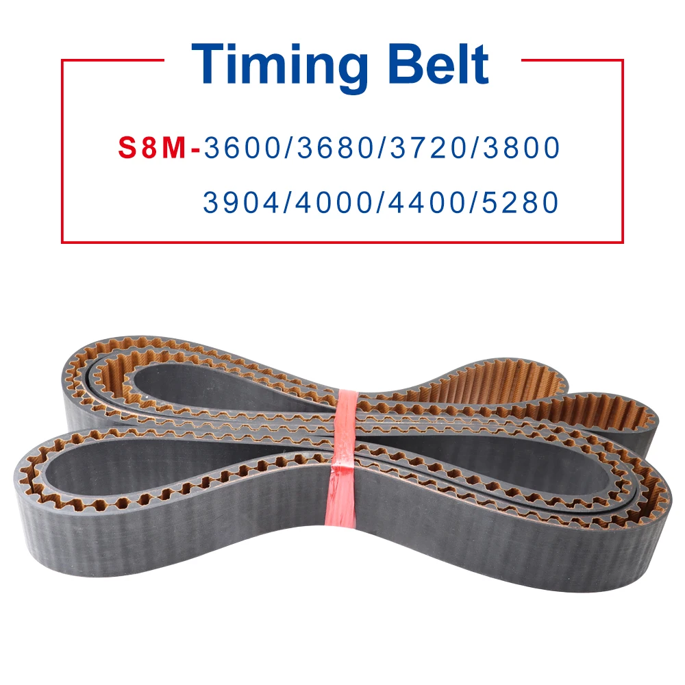 

Pulley Belt S8M-3600/3680/3720/3800/3904/4000/4400/5280 Teeth Pitch 8 mm Rubber Belt Width 20/25/30/40 mm For 8M Alloy Pulley