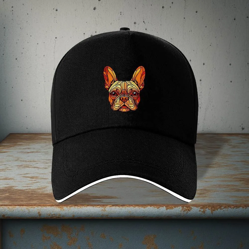 French Bulldog Stained Glass Print Baseball Cap Polyester Adjustable Outdoor Sports Hat Unisex
