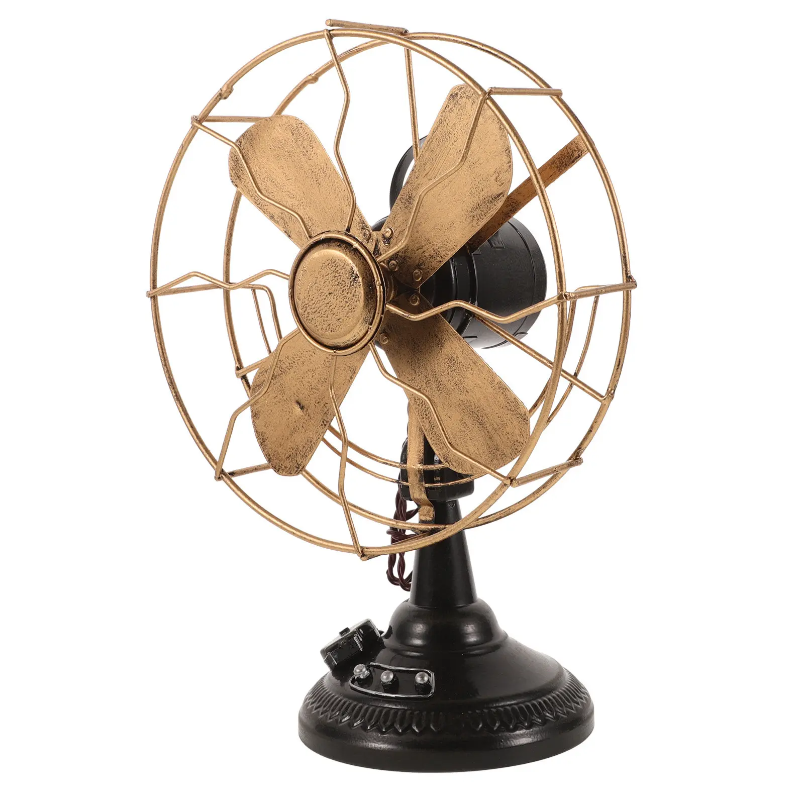 

Iron Art Vintage Fan Ornament Medium Size Retro Tabletop Decoration Desk Fan Sculpture Classic Home Decor
