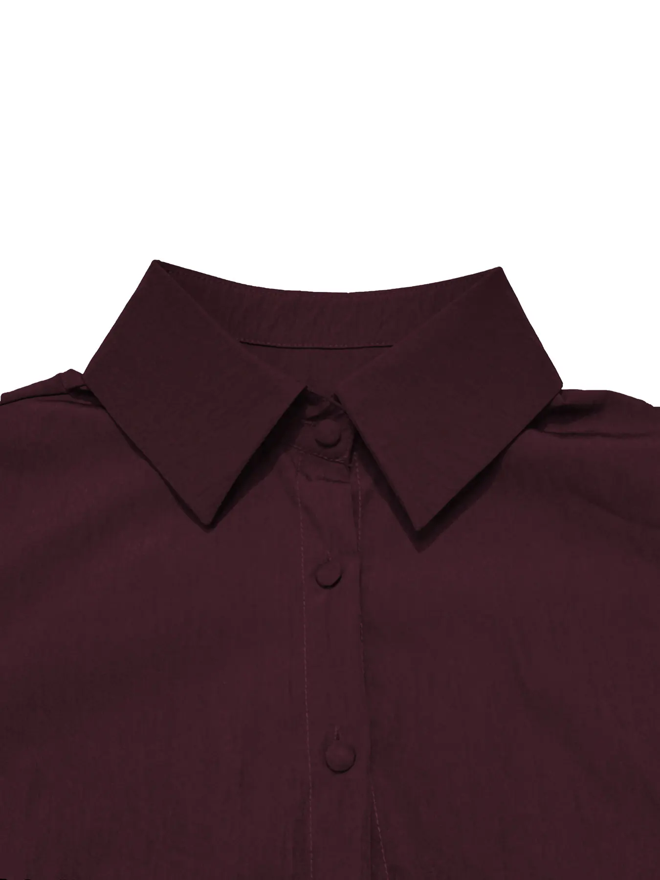 قميص كاجوال بأكمام طويلة وأزرار أمامية بلون سادة مع ياقة قماش خريفي للنساء