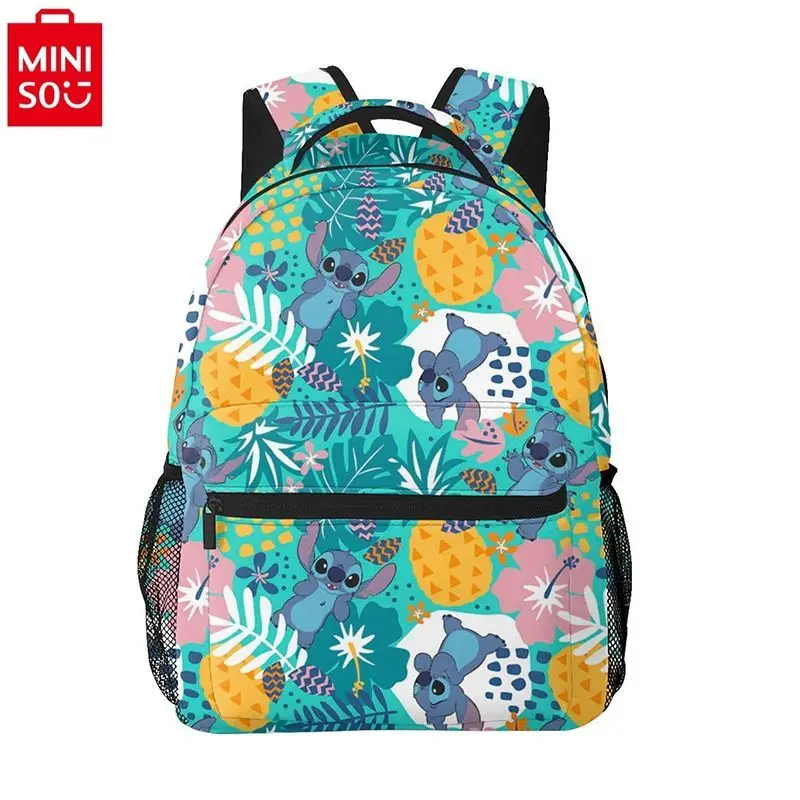 

MINISO Disney Stitch backpack student lightweight large capacity spine protection cartoon print high-quality storage backpack