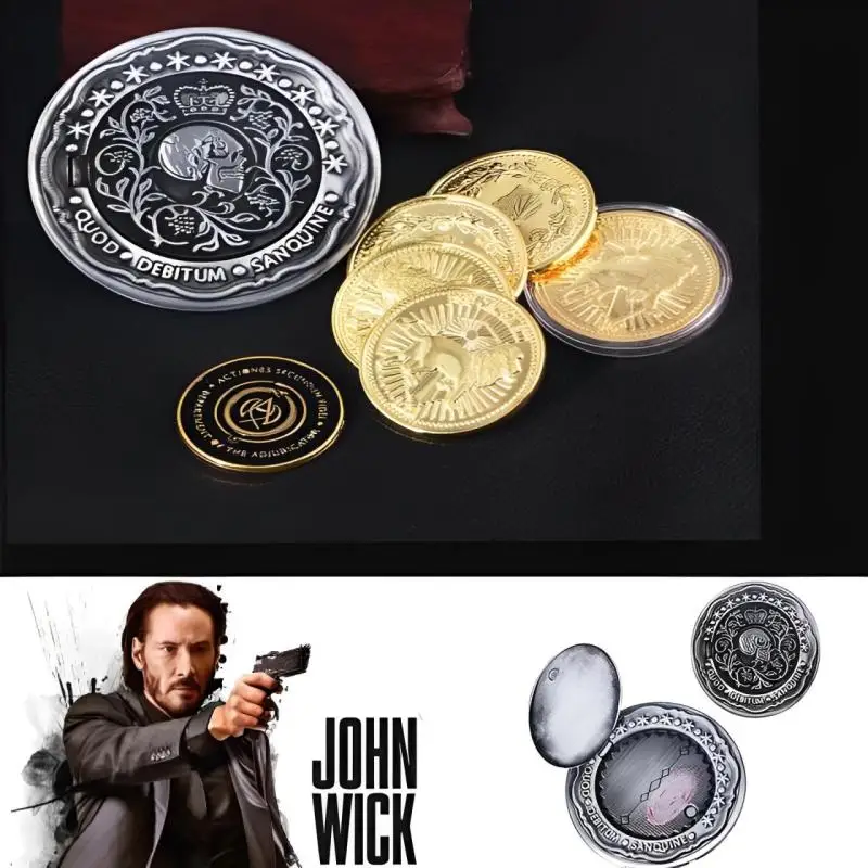 

John Wick Coin Skull KeychainBlood Oath Marker Can Open Magnets Magnetically Attract Coins Props Simulation Collection