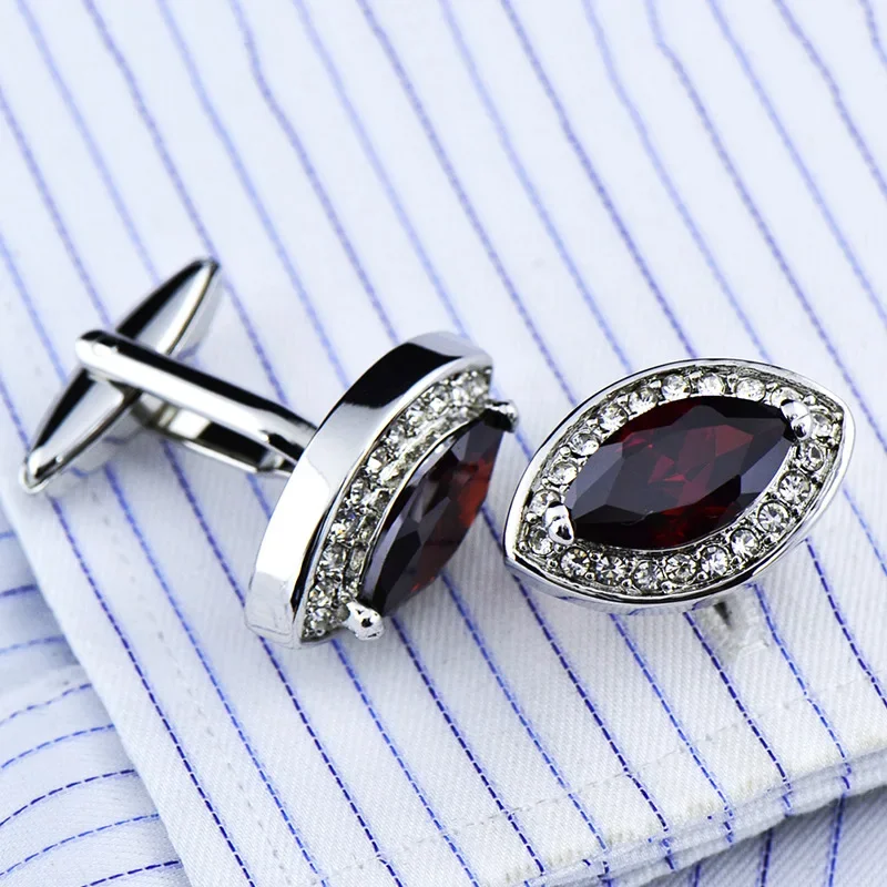 New Men\'s Cufflinks Creative French Shirt Cuffs Buttons Luxury Crystal Zircon Cuff Links Business Banquets Wedding Accessories