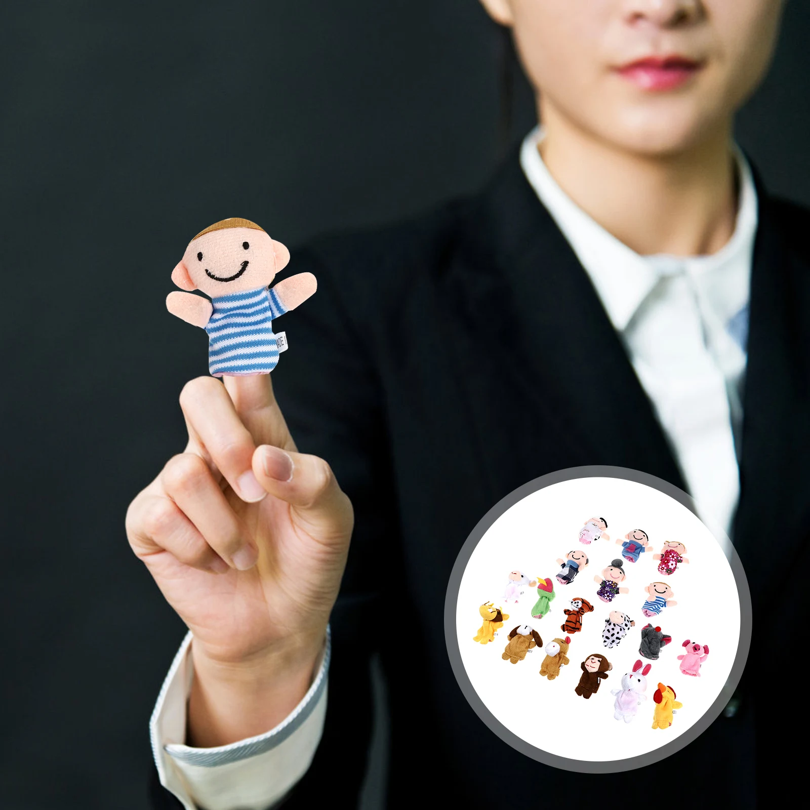 

18pcs For Kids Soft Play House Accessories Educational Story Time Play House Finger Puppets Family Member Hand Puppets