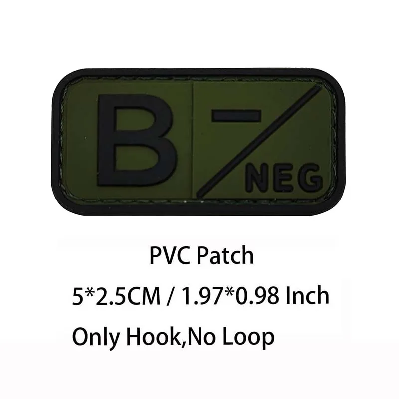 Kleiner Aufnäher mit Haken, PVC-Blutgruppe A B AB O POS NEG-Emblemen, Patches militärische taktische Abzeichen am Rucksack, Outdoor-Ausrüstung