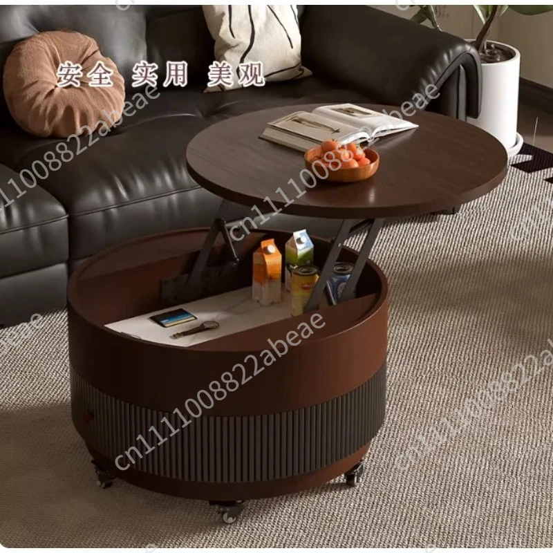 Medieval Style Coffee Table TV Console for Living Room, Compact and Movable with Height Adjustment, 2026 New Design
