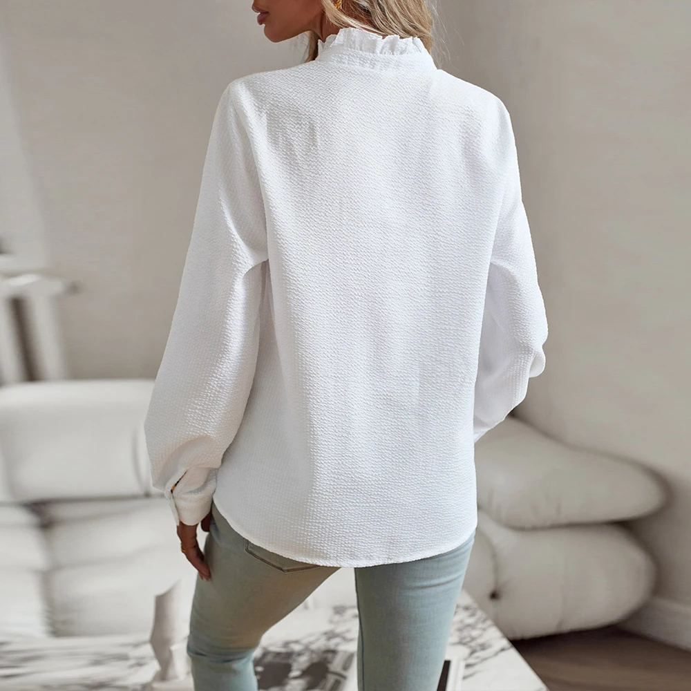 Solid color Elegant Long Sleeve Blouse for Women Clothing 2023 Korea Fashion Ladies Tunic Top Shirt Female Casual Loose T-Shirt