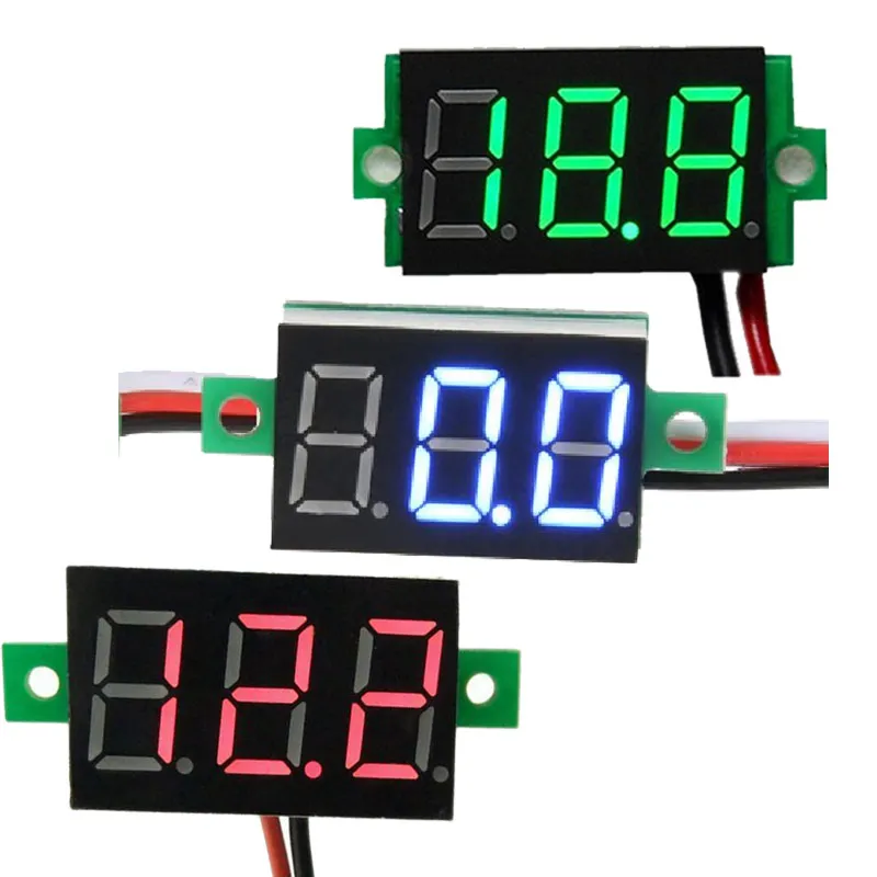 0.36 Red Blue Digital LED Mini Display Module DC2.5V-32V DC0-100V Voltmeter Voltage Tester Panel Meter Gauge for Motorcycle Car