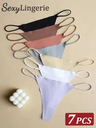 7Pcs Women Seamless Thong Thin Strap Low Waist High Flexibility Panties Sexy Underwear Ladies Briefs T-back Comfortable Women