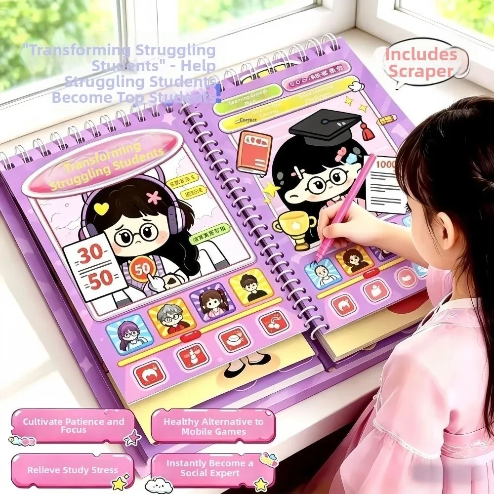 with Scraper Character Dress-Up Sticker Book Puzzle Game Transform Teacher Student Handmade DIY Sticker Book Mini Size