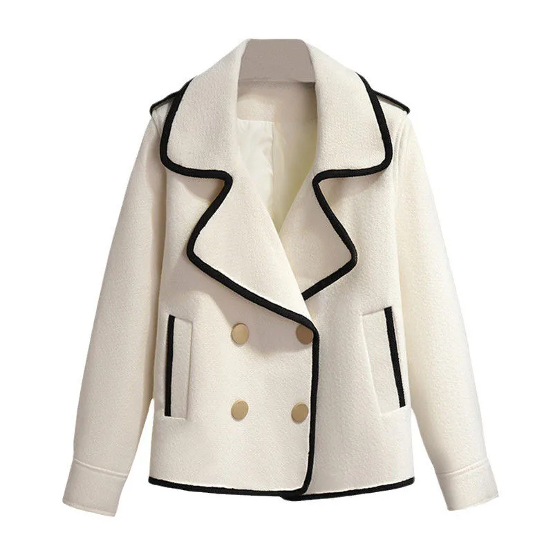 Off-white woolen jacket women's short small 2023 new spring and autumn explosion high-end winter woolen coat