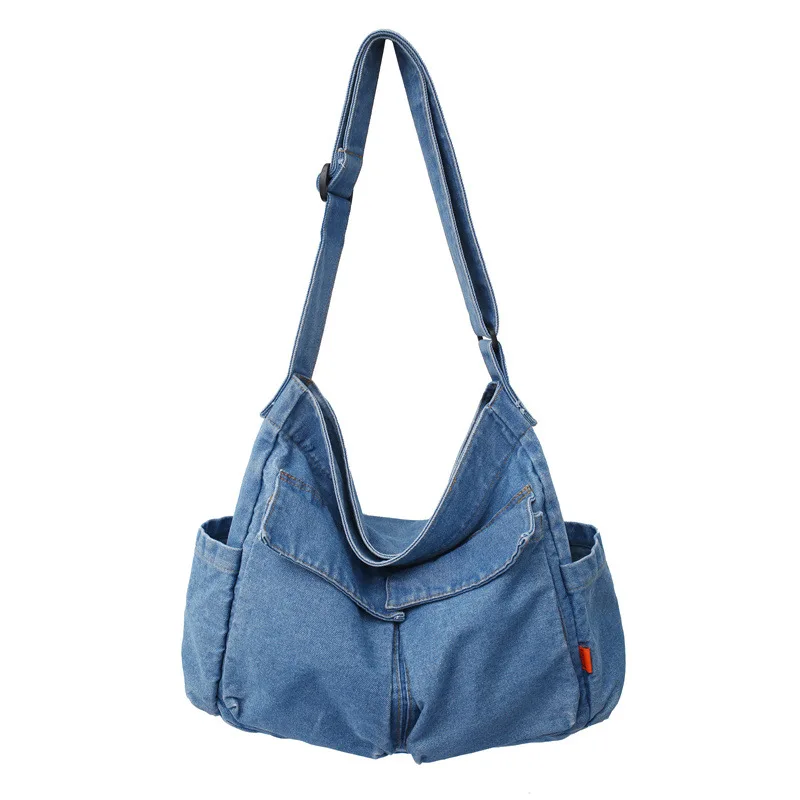 

Casual Couple Denim Shoulder Bag Ins Fashion Jean Bags For Large Lady Denim Crossbody Bag Men And Womens Blue Backpack Free Ship