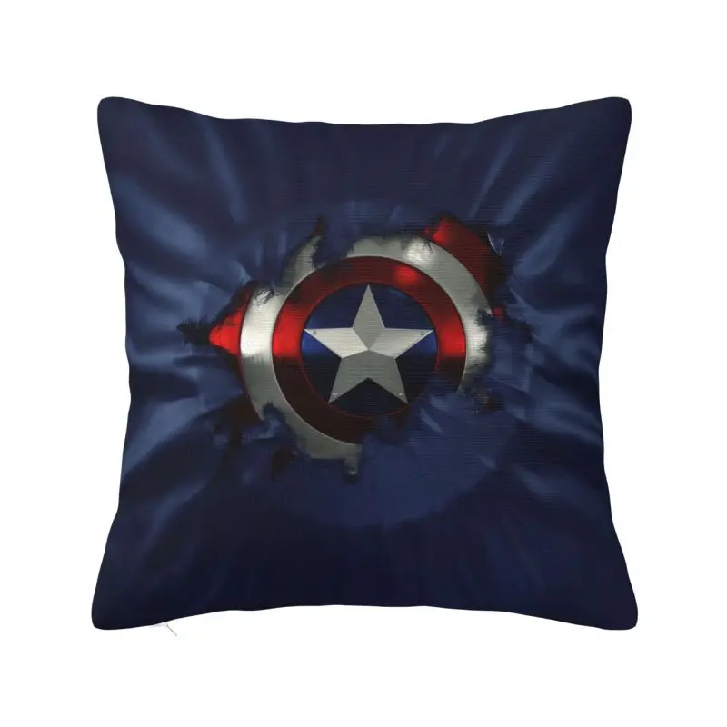 Custom Luxury Captain America Cushion Cover 45x45cm Polyester Pillow Case Sofa Chair Square Pillowcase Home Decor