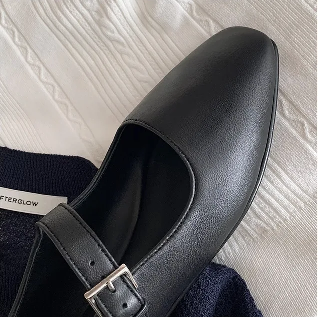 إبزيم بسيط من كلمة واحدة مع قاعدة ناعمة مسطحة من الأسفل أحذية ماري جين الفردية موديلات جديدة للسيدات #4