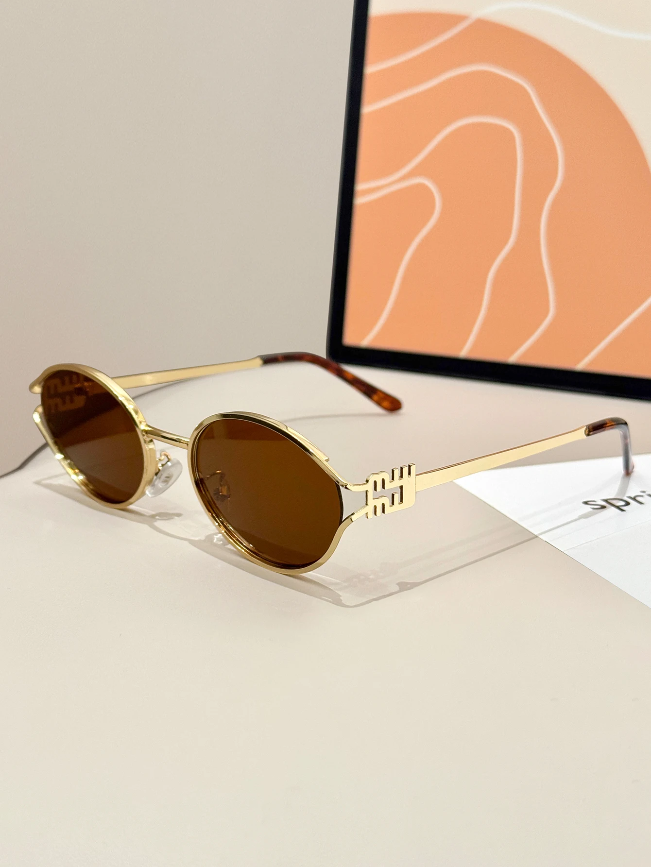 1 Stück Retro Kleine Ovale Sonnenbrille Luxus Metall Designer Schattierung Damen Mode UV400 Marken-Sonnenbrille – Detail 4