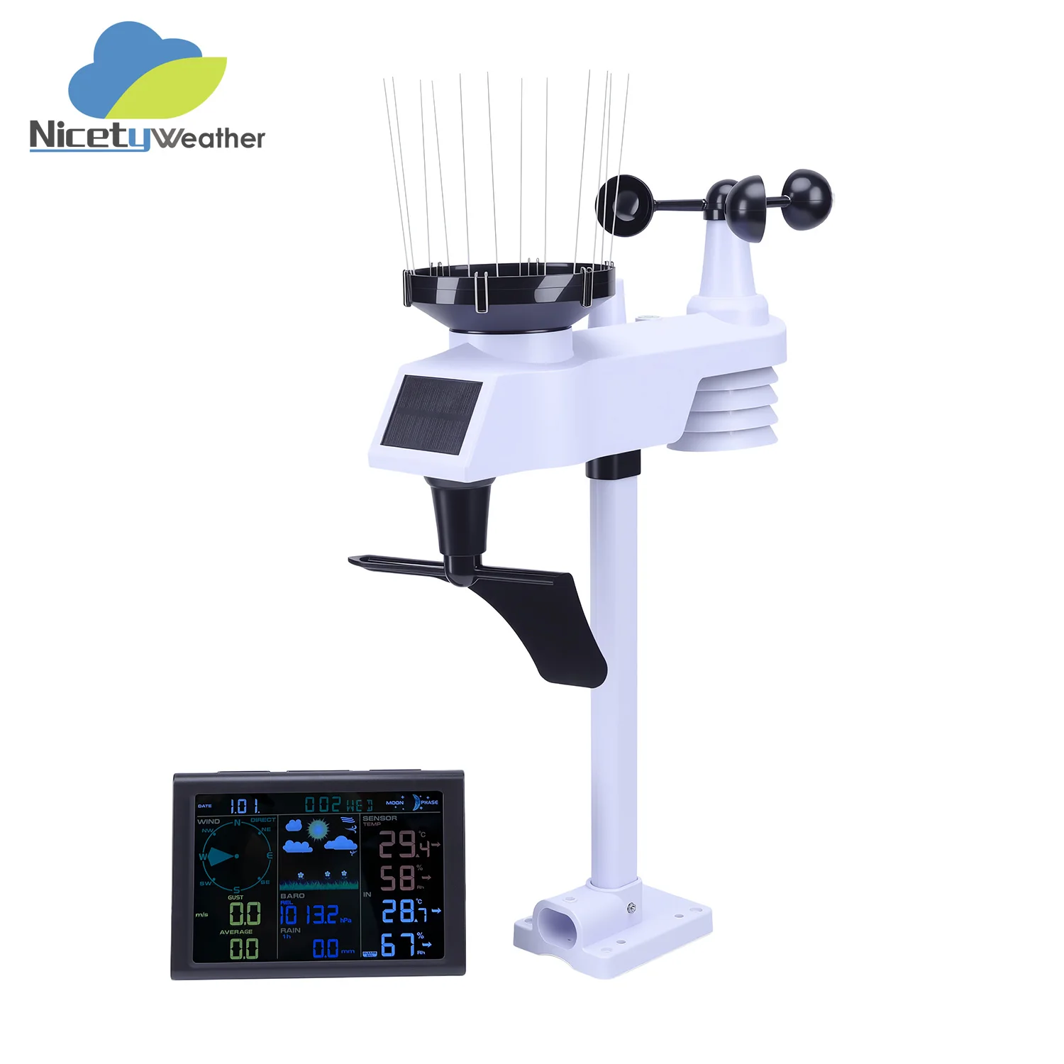 WiFi Weather Station Indoor Outdoor Solar Wireless Sensors Digital Thermometer Temperature & Humidity Monitor For Home Office