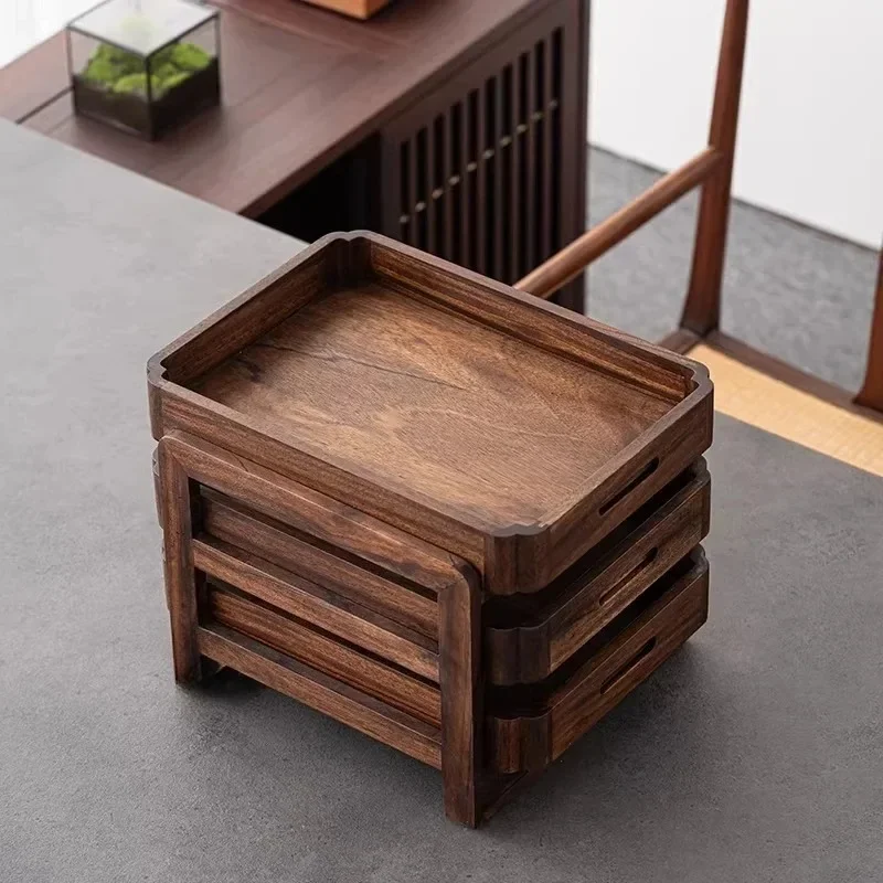 Tea set storage box, walnut treasure set box, cup holder, pot holder, tea cabinet, tea table table, multi-functional storage