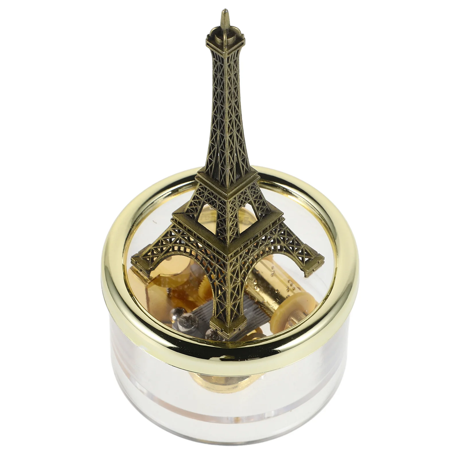 

Metal Eiffel Tower Music Box Vintage Clockwork Eight-Tone Hand Cranked Desktop Ornament Classic Box