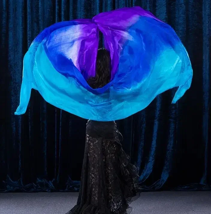 100% seda gradiente cor véus de dança cachecóis crianças dança do ventre lance cachecol xale 200*90cm cores sortidas