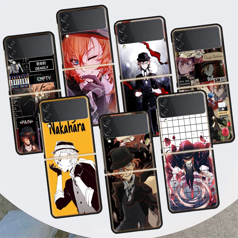 Bungo Stray Dogs Nakahara Chuuya For Samsung Galaxy Z Flip 6 5 4 3 5G Phone Case Black Hard Cover ZFlip 6 5 4 3 Shockproof Bumpe