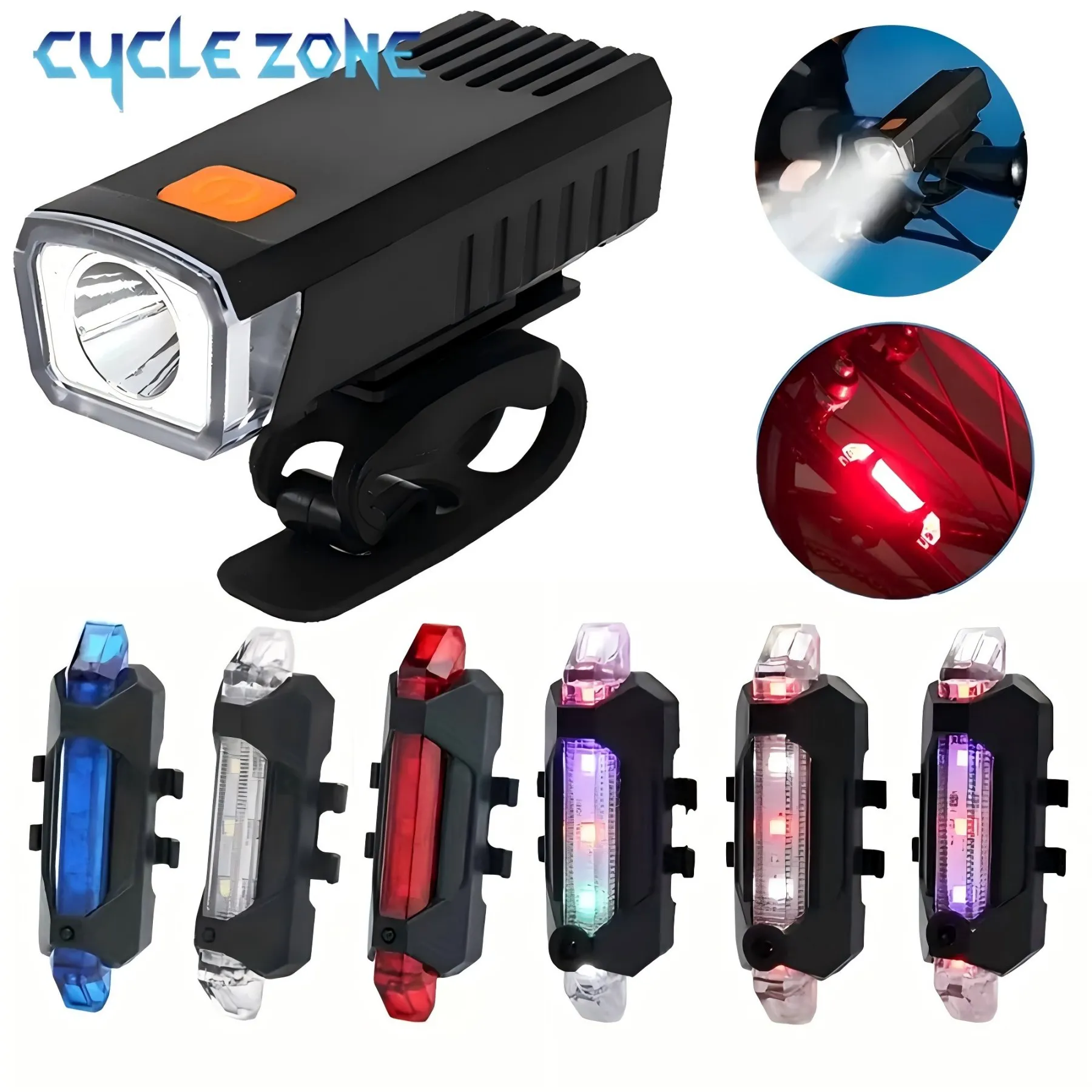 

Bike Lights Set Bicycle Front Light and Rear Light Bike Headlight Taillight Night Riding Safety Warning Lamp Cycling Accessories