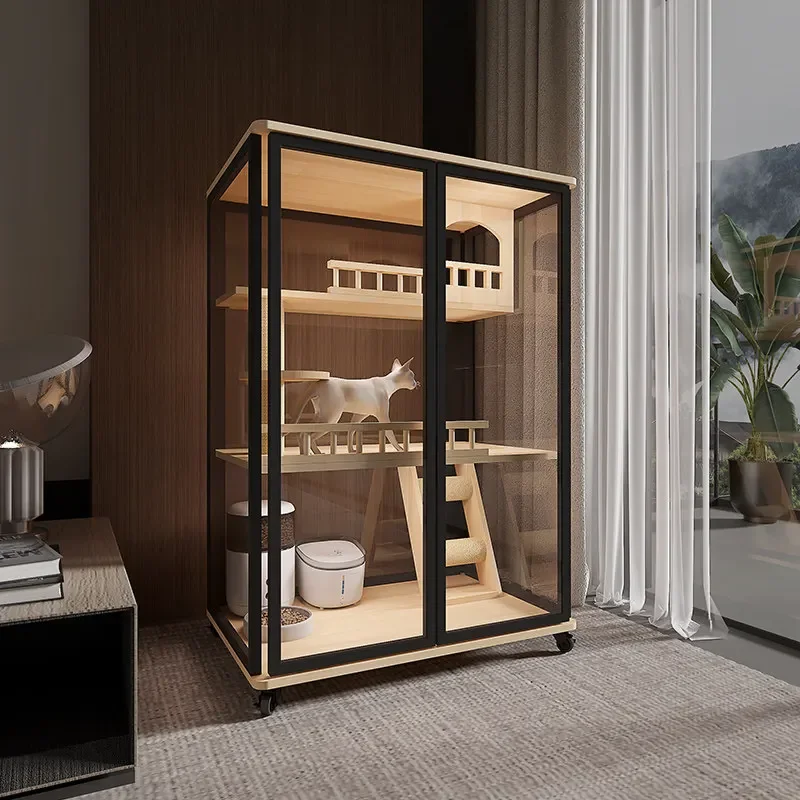 

Клетка для кошек AA No Panoramic Cat Villa, домашняя, из массива дерева, для использования в помещении, с балконом, прямые продажи.