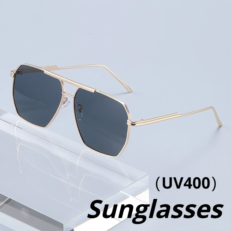 

Stylish Retro Metal Oversized Frame Sunglasses Minimalist New-Style Double-Bridge Eyewear Unisex Classic Driving Shades