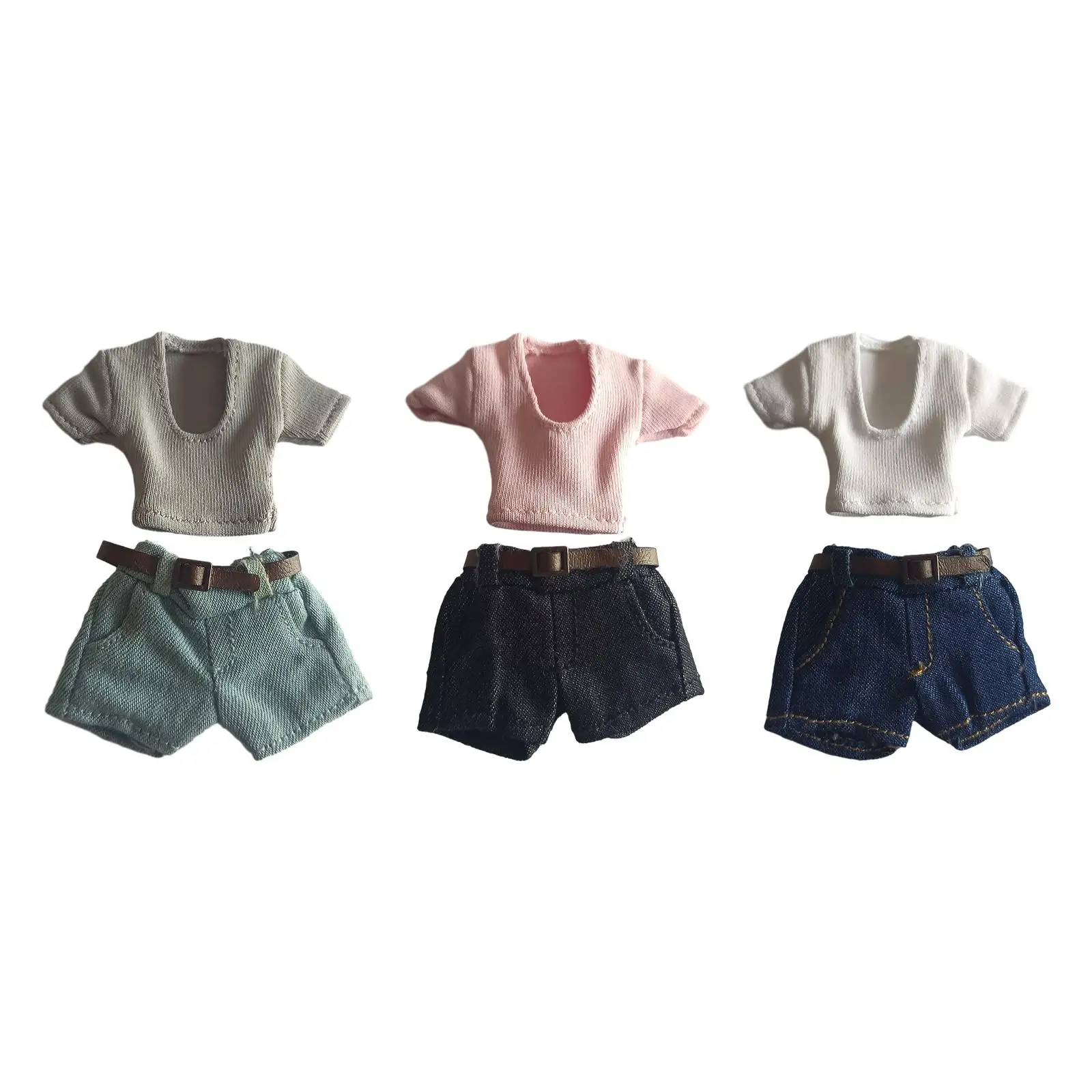 1/12 Scale Action Figures Clothing T Shirt Shorts Set Doll Clothes for 6'' Female Figure Doll