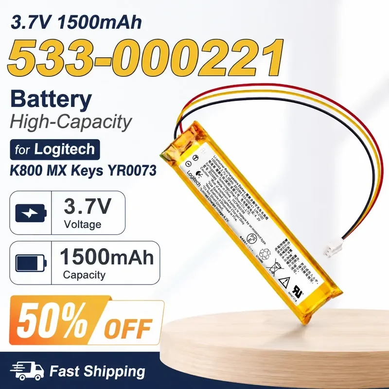 3.7V 1500mAh 533-000221 Battery High-Capacity for Logitech K800 MX Keys YR0073 Fast Shipping