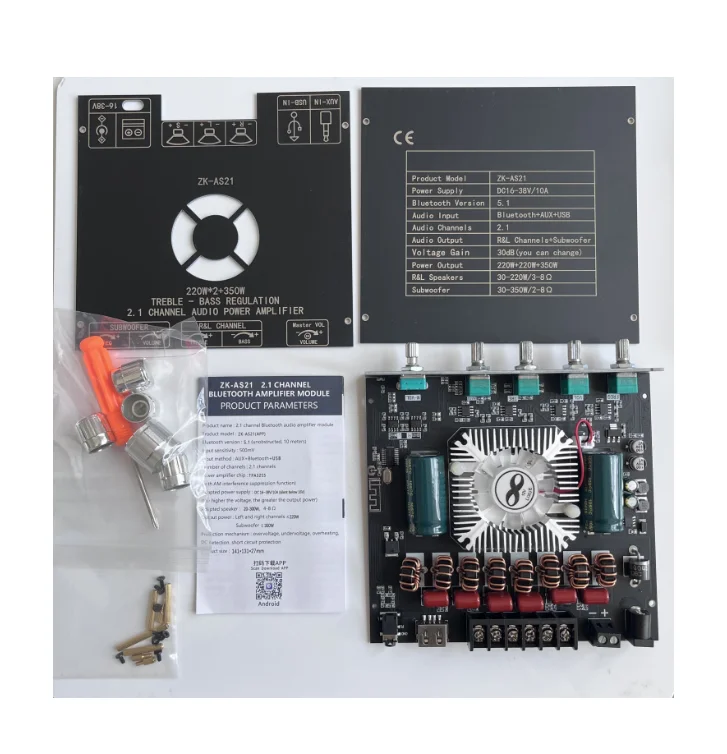 

AS21 Bluetooth Digital Power Amplifier Module High-Low Tone Subwoofer 220WX2+350W