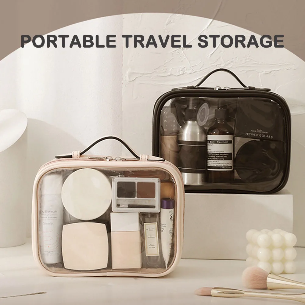 Transparent Cosmetic Bag 2 Layers Waterproof Large Capacity Makeup Package Multifunctional Travel Clear Makeup Bags Handbag