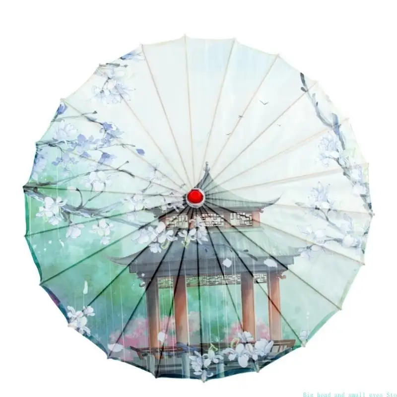 581C Chinese Oiled Paper Umbrellas Dance Parasols Bambooes Silk for Costumes and Party Decoration