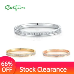 SANTUZZA Brass Bangle For Woman Sparkling White Crystal Delicate Elegant Bangle Fashion Jewelry