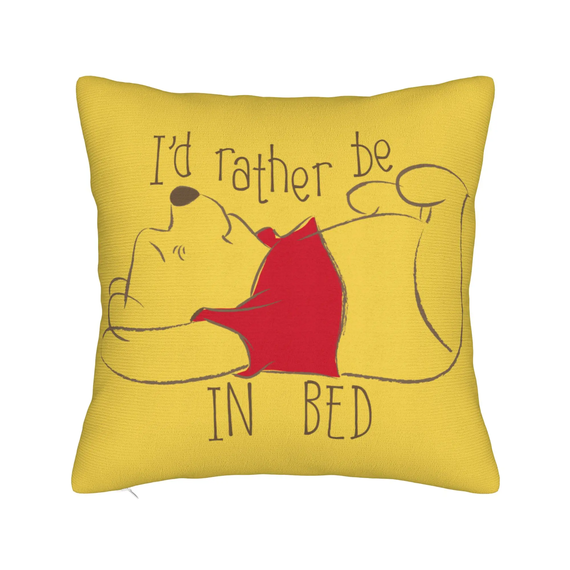 Winnie the Pooh I'd Rather Be in Bed Square Pillow Case  Cushion Cover Customized Decor Throw Pillow Case Cover for Home 18