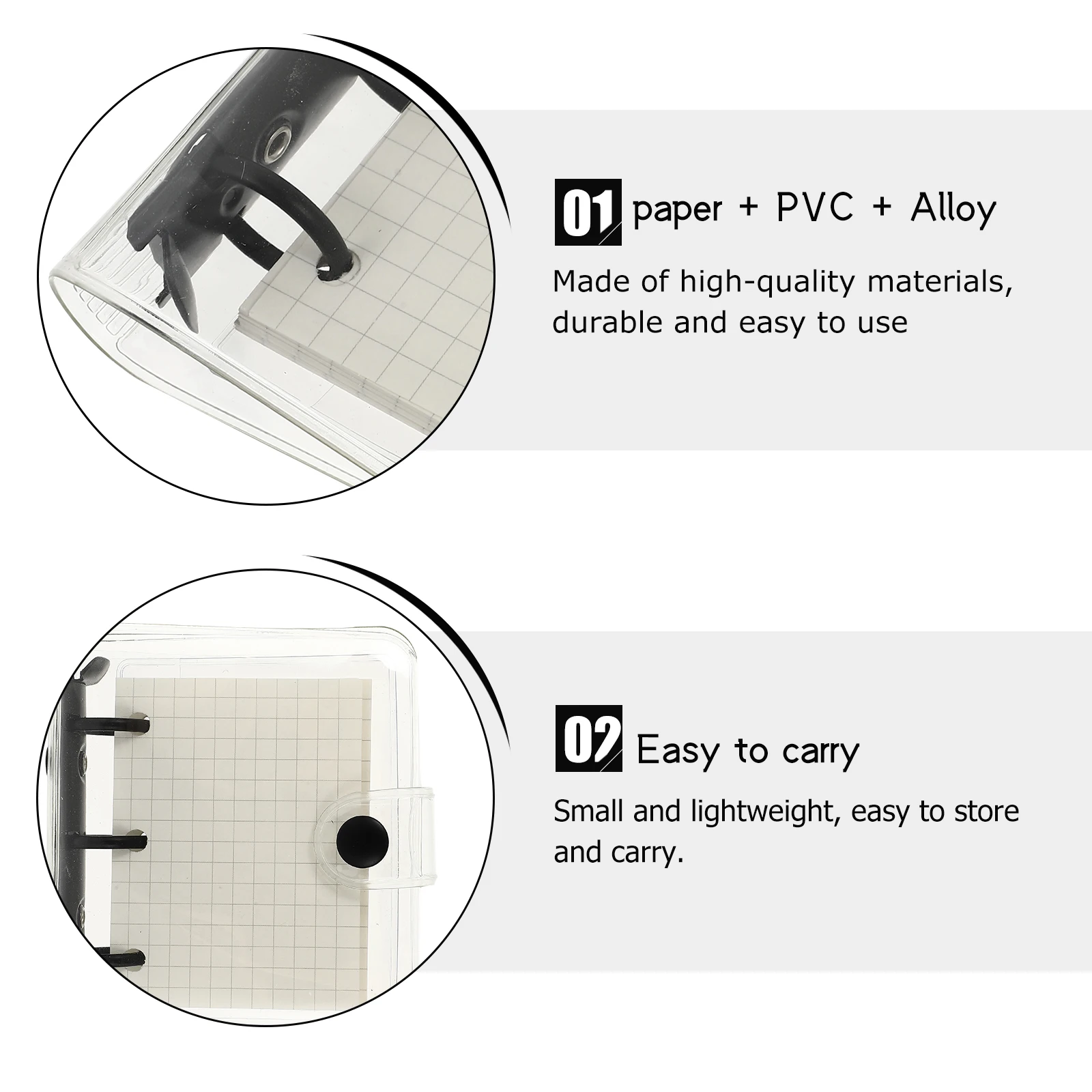 

1 Set Pvc Mini Notepad Coil Memo Pad Simple Scratchpads Portable Lightweight Note Book Transparent Organizer Planner