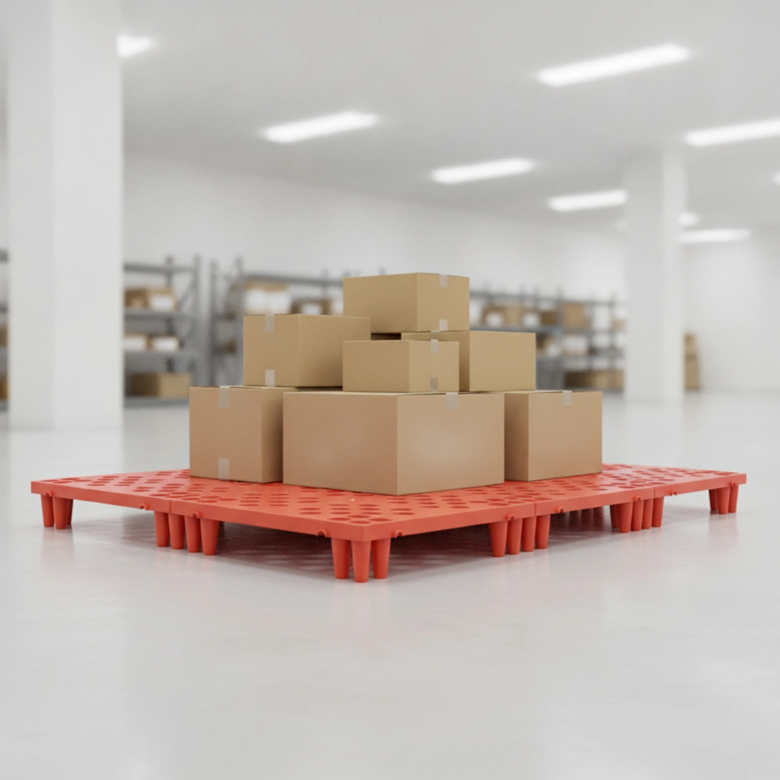 Interlocking Pallet Perforated Pallet with Grid Top Elevated Storage Platform Modular Plastic Pallets Easy to Clean