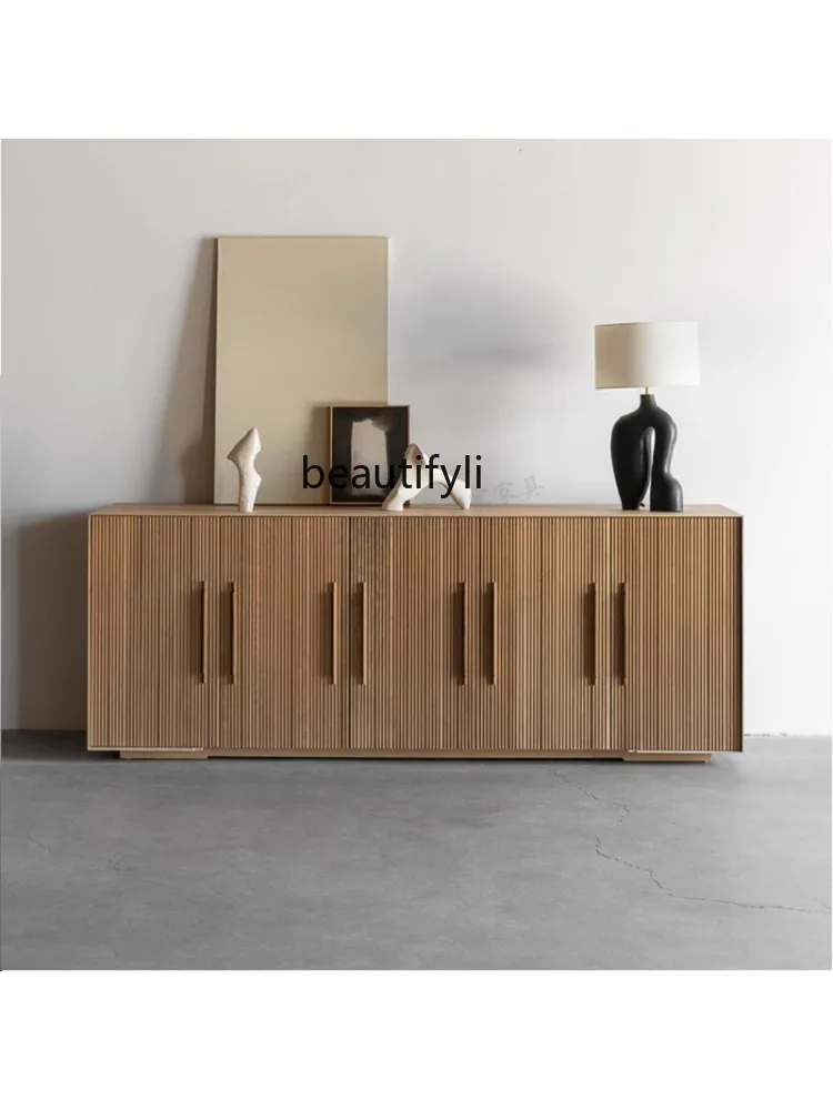 Nordic Solid Wood Sideboard Simple Modern Storage Dining Room Grille Tea Cabinet Display Meal Preparation Storage Cabinet