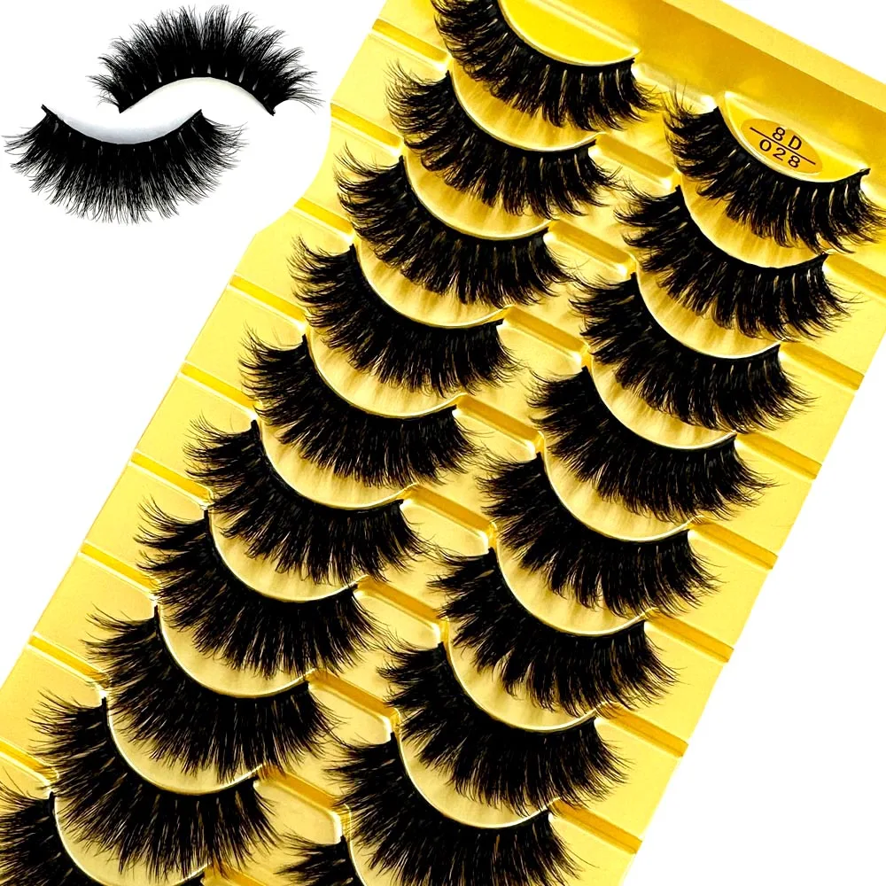 NEW3d Mink Lashes 10 Pairs Natural False Eyelashes Fake Lashes Long Makeup  Extension Eyelash Mink Eyelashes for Beauty CMJ8D-04