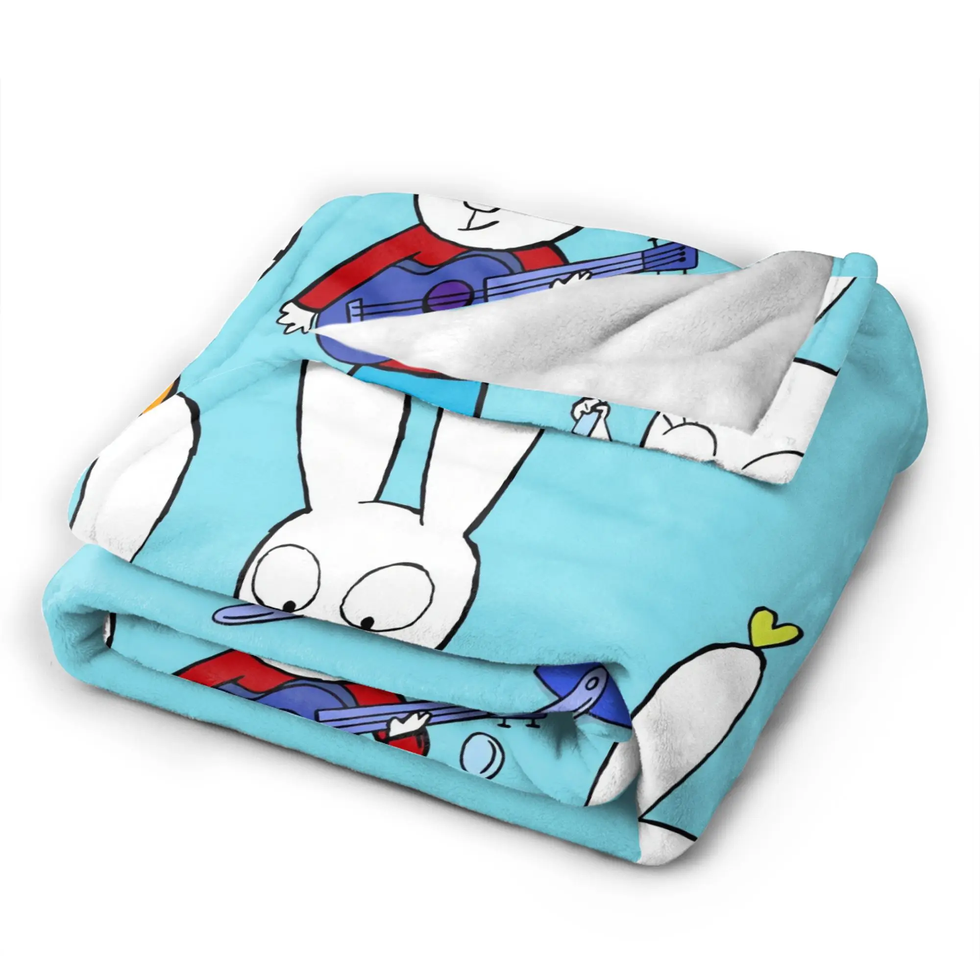 Simons Super Rabbit Flannel Blanket Winter  Warm Throw Blanket for Boy Girl Outdoor Funny Bedspread Sofa Bed Cover