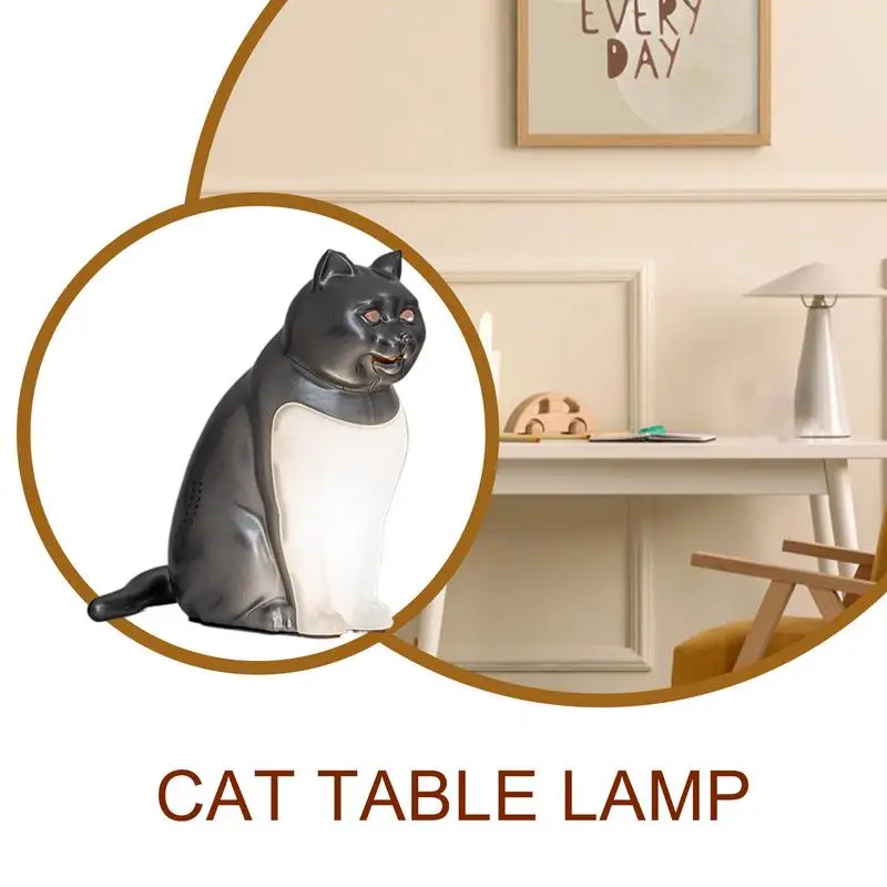 Lámpara de mesa para gatos, luz nocturna de escritorio con aromaterapia, carga USB, efecto de sonido, lámpara de noche para gatos para dormitorio, temperatura de Color ajustable